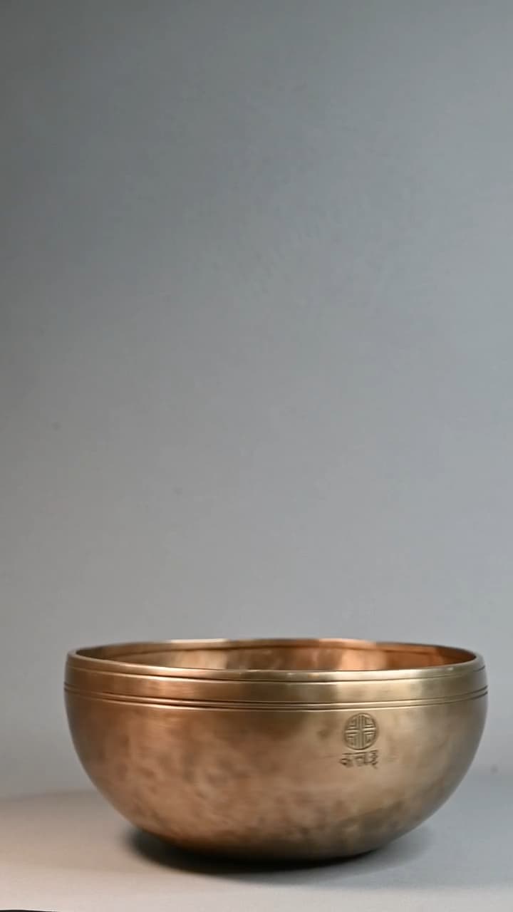 A full-moon hand-hammered bowl on a soft dusk ground
